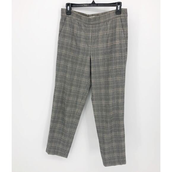 Babaton Womens Conan Plaid Dress Pants 6 Black Tan Midrise Slim Leg Stretch - Picture 3 of 9